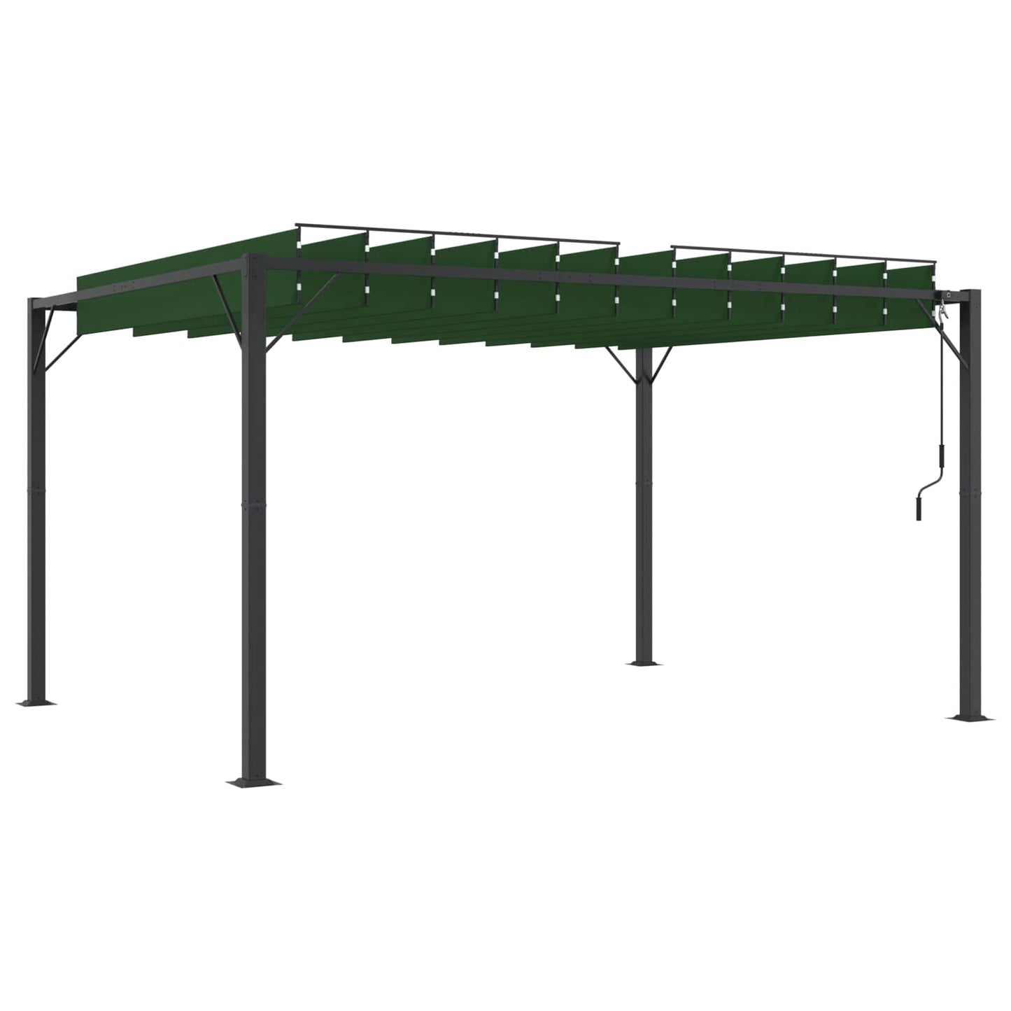 Pergola med louvret tag 3 x 4 x 2,14 m Grøn Stof og aluminium