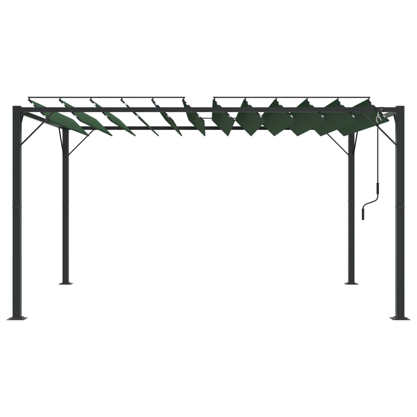 Pergola med louvret tag 3 x 4 x 2,14 m Grøn Stof og aluminium
