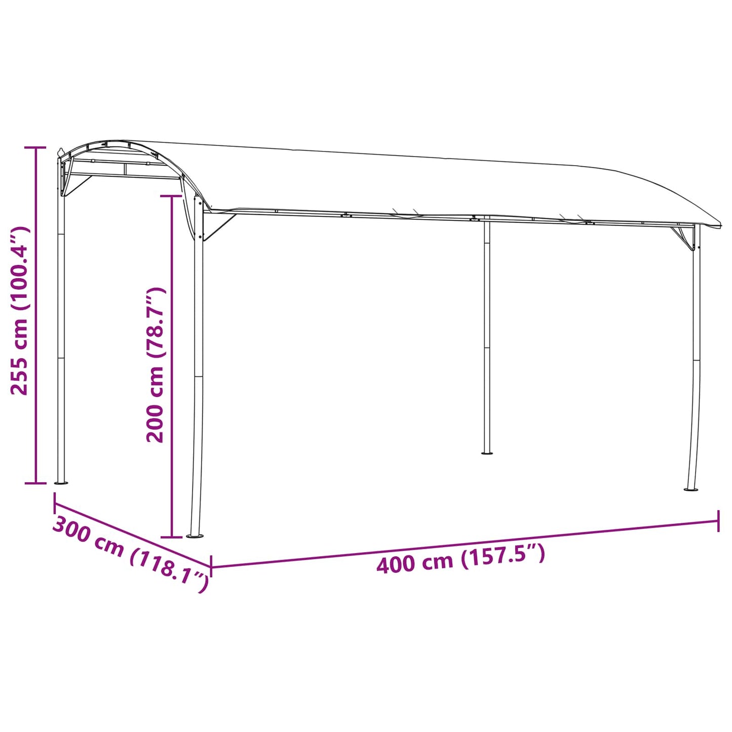 Pavillon 4 x 3 x 2,55 m Grøn Pulverlakeret stål og stof 180 gsm