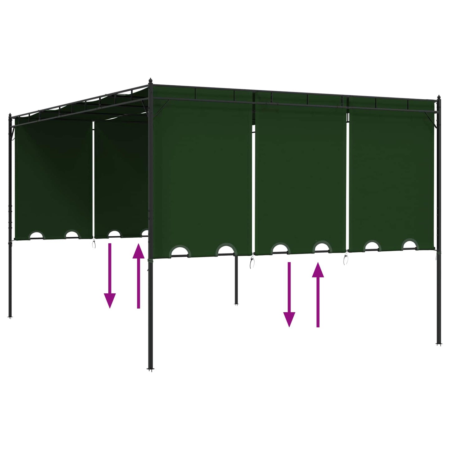 Pavillon 4 x 3 x 2,3 m Grøn Polyester og Stål