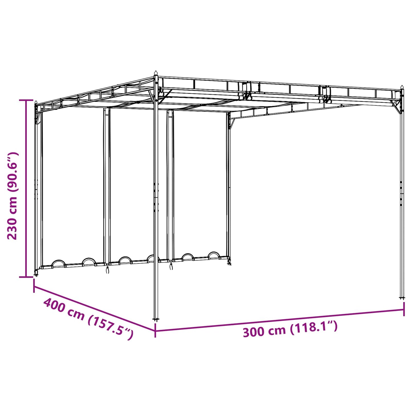 Pavillon 4 x 3 x 2,3 m Grøn Polyester og Stål