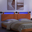 Hængende sengegavl Med LED-lys Orange Velourstof