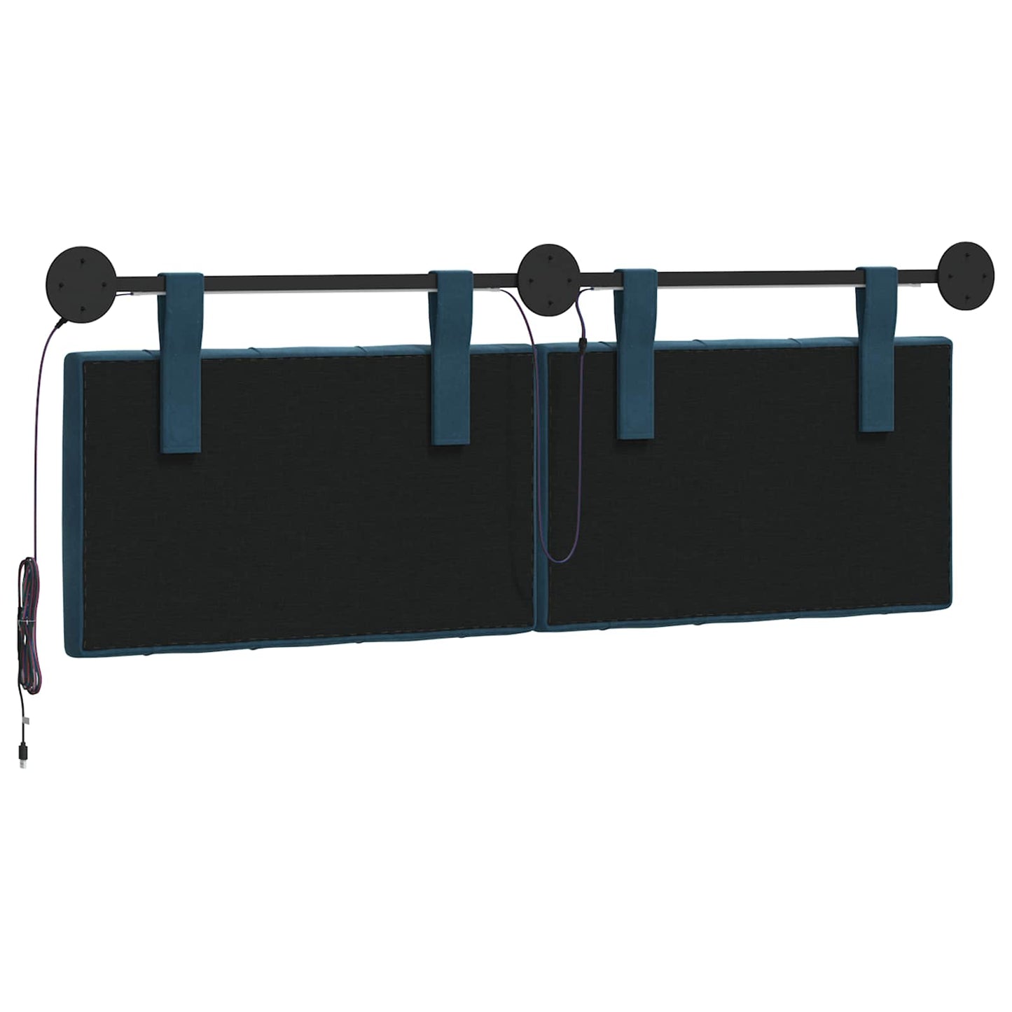 Hængende sengegavl Med LED-lys Blå Fløjl