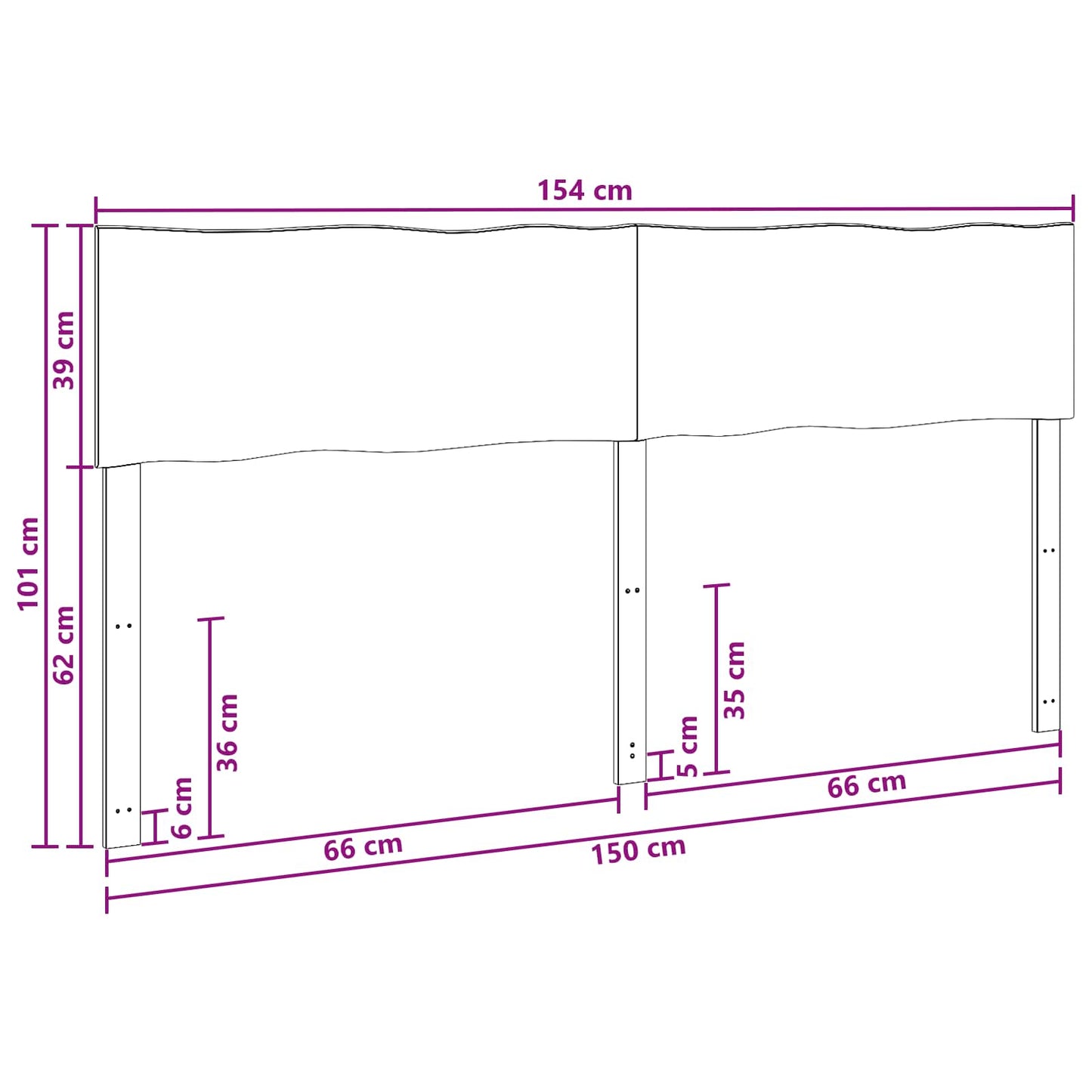 Sengegavl med naturkant ROSTOCK Mørk Brun 150 cm