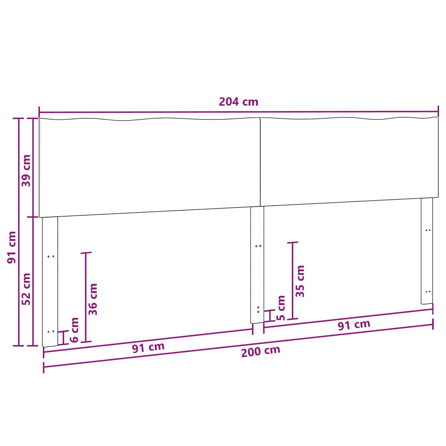 Sengegavl med naturkant ROSTOCK Mørk Brun 200 cm