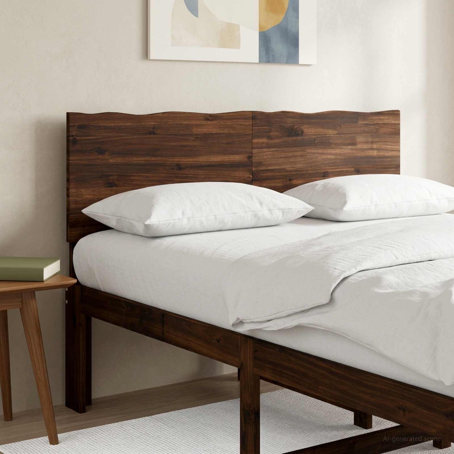 Sengegavl med naturkant ROSTOCK Mørk Brun 150 cm