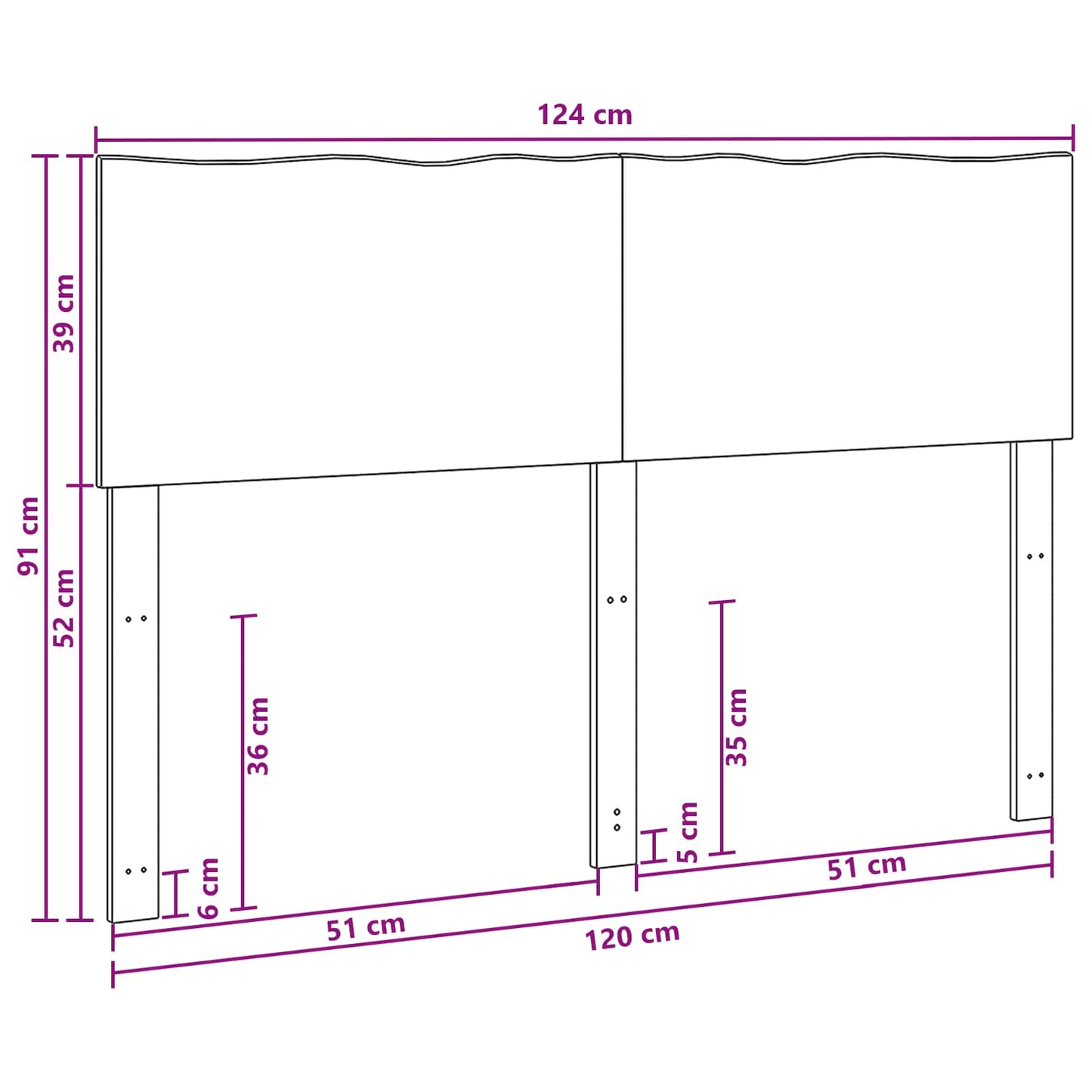 Sengegavl med naturkant ROSTOCK Naturfarvet 120 cm