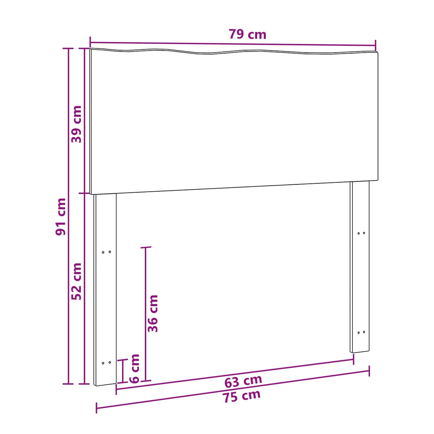 Sengegavl med naturkant ROSTOCK Mørk Brun 75 cm