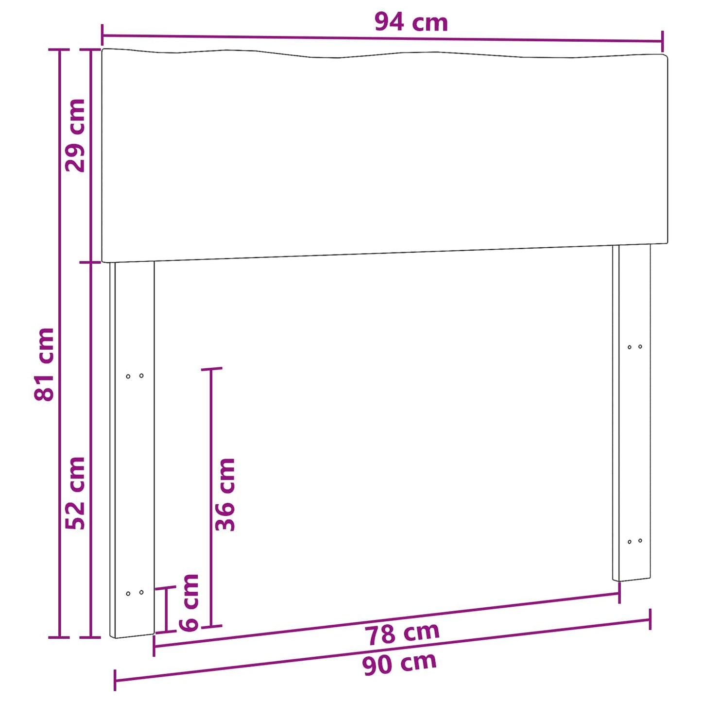 Sengegavl med naturkant ROSTOCK Naturfarvet 90 cm