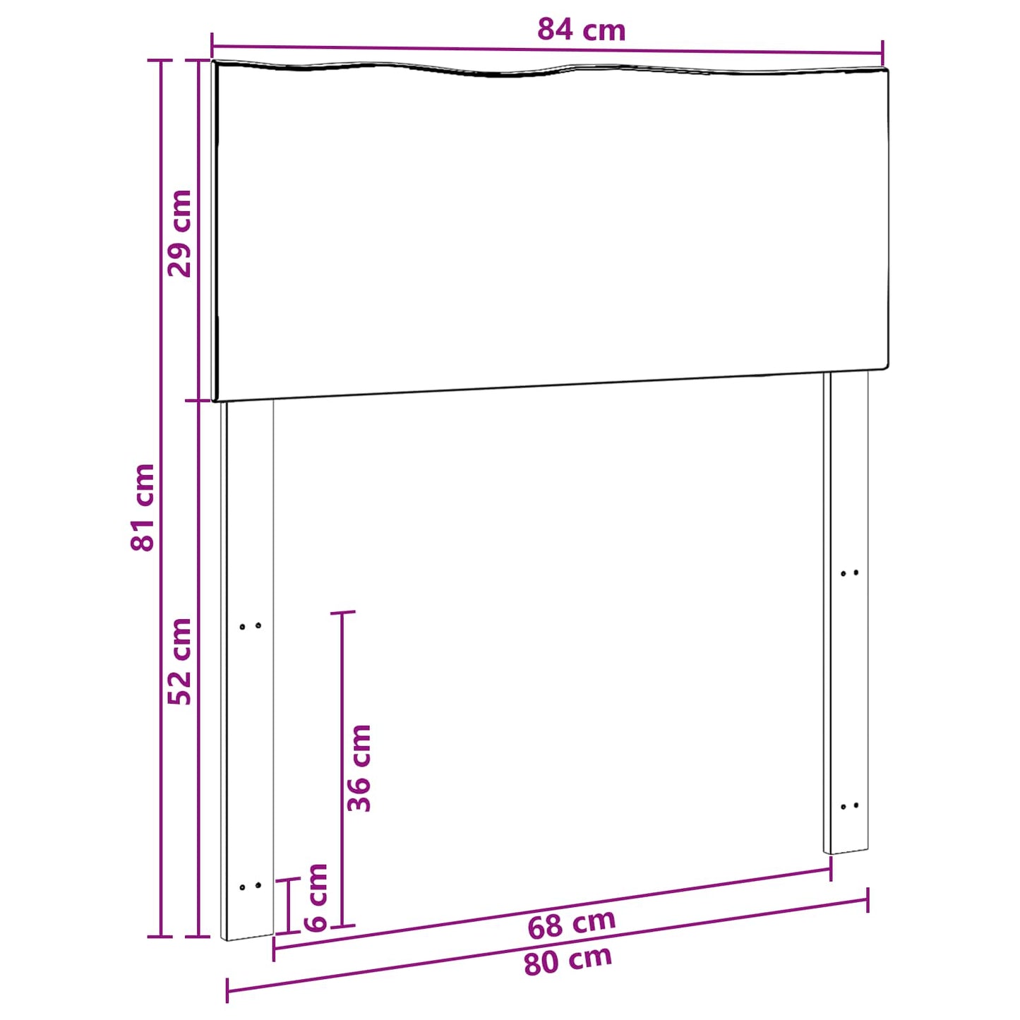 Sengegavl med naturkant ROSTOCK Mørk Brun 80 cm