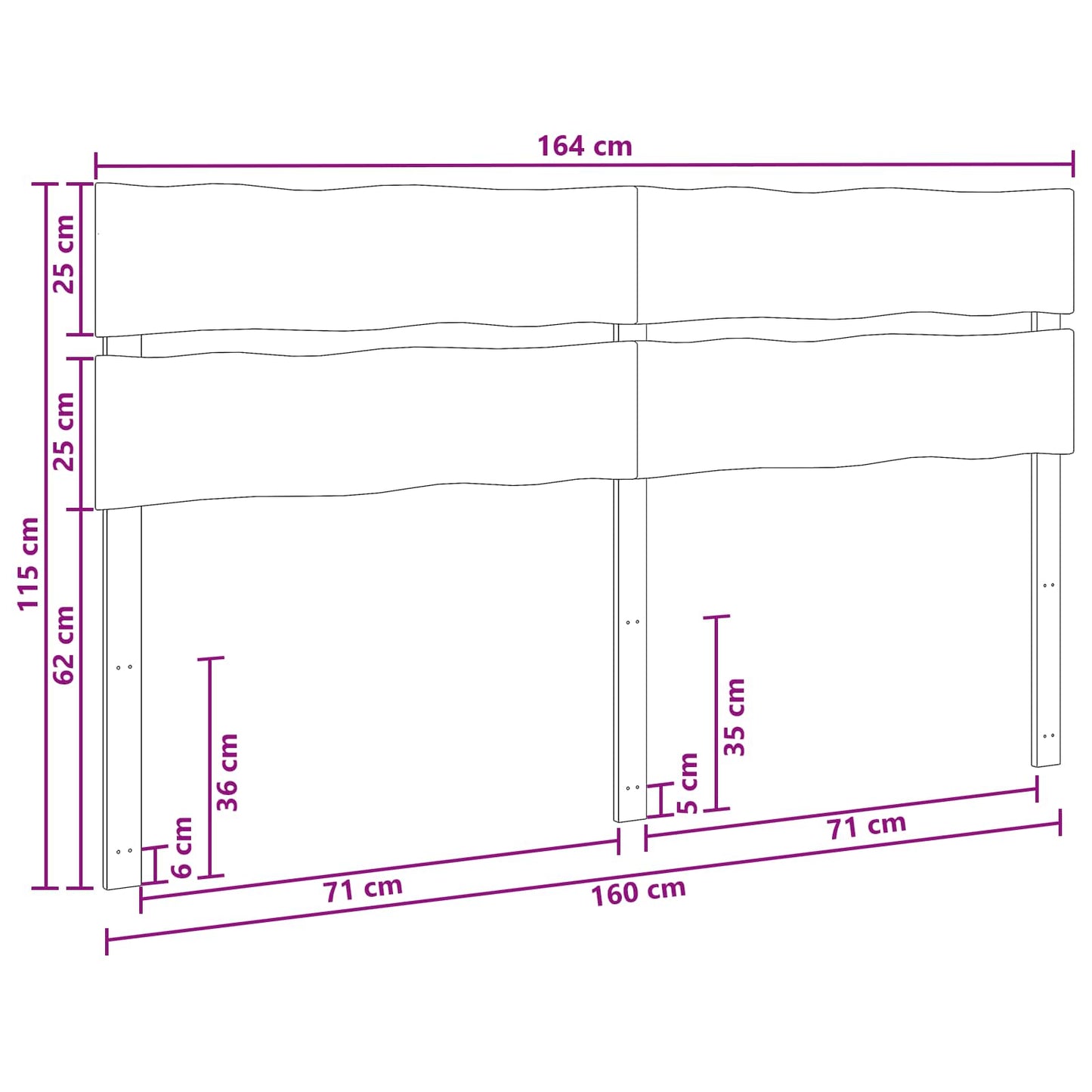 Sengegavl med levende kant ROSTOCK Mørk Brun 160 cm