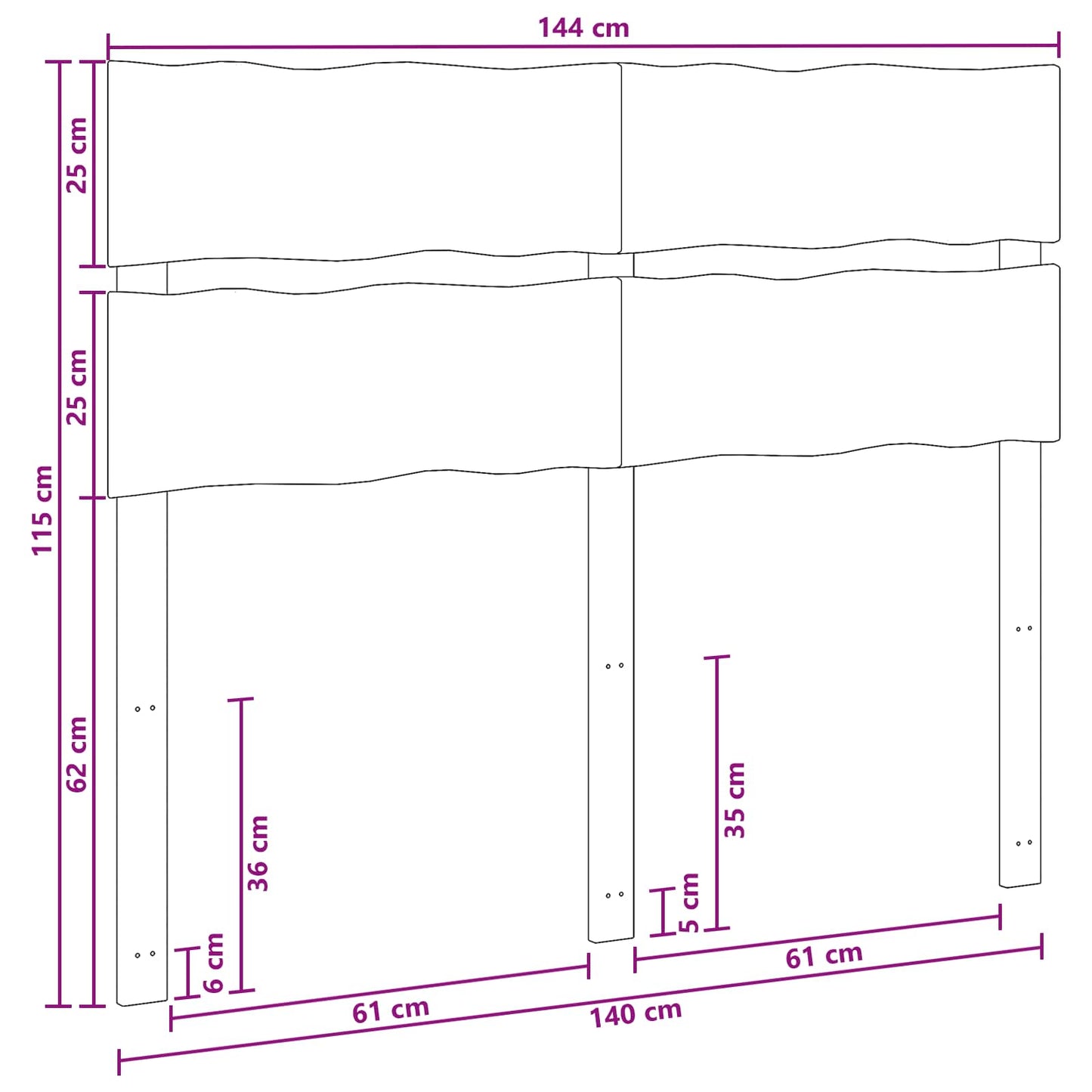 Sengegavl med levende kant ROSTOCK Hvid 140 cm