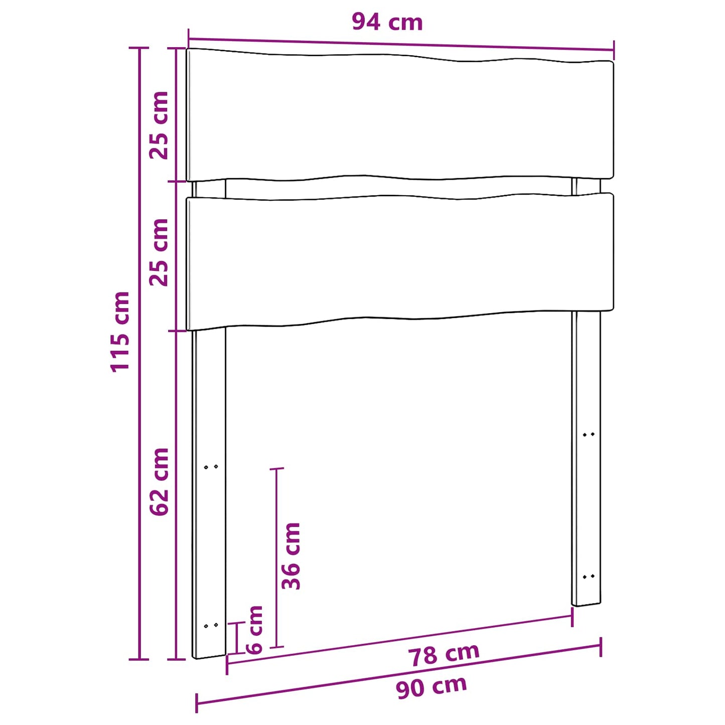 Sengegavl med levende kant ROSTOCK Naturfarvet 90 cm