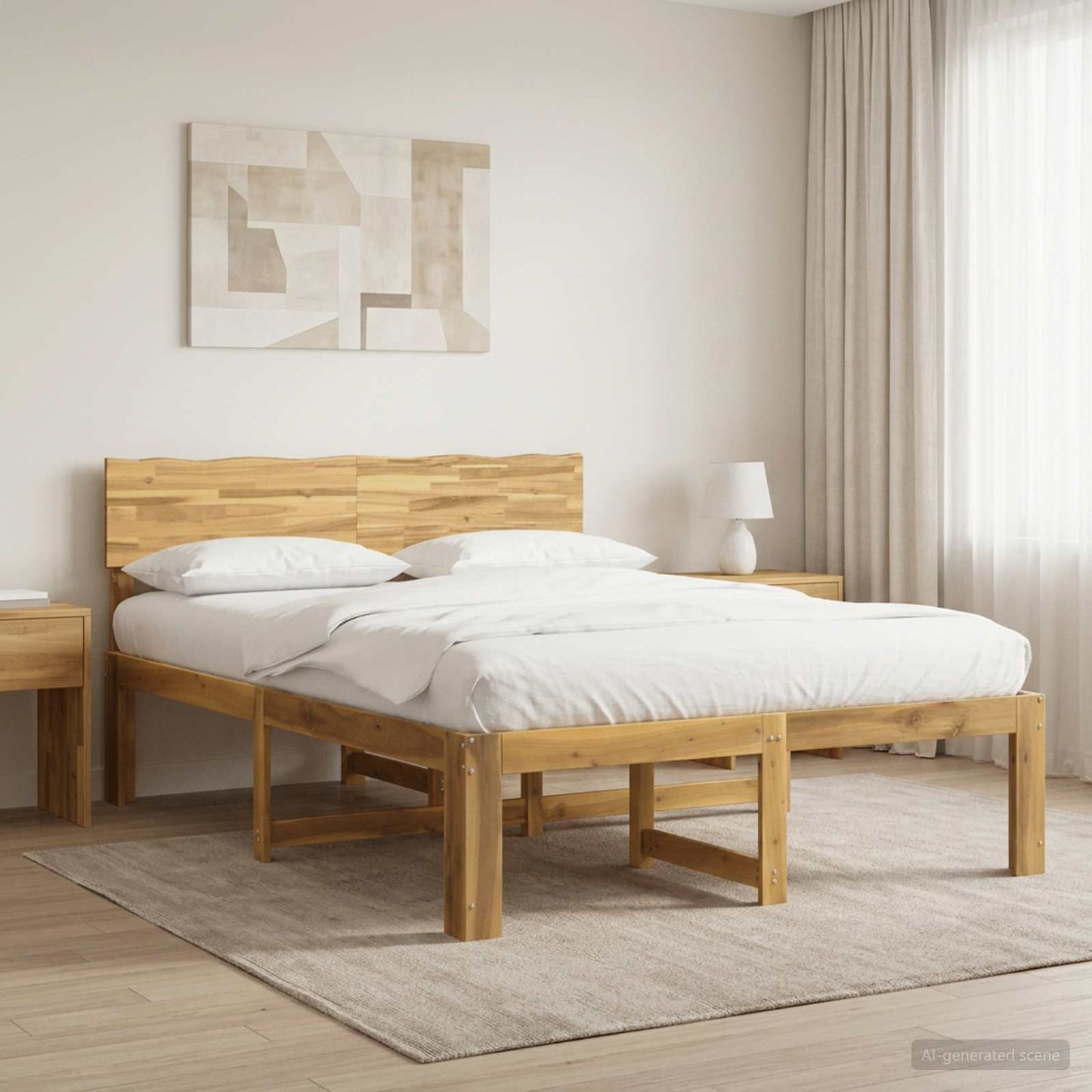 Dobbelt Sengestel med Hovedgærde ROSTOCK Hvid 135 x 190 cm