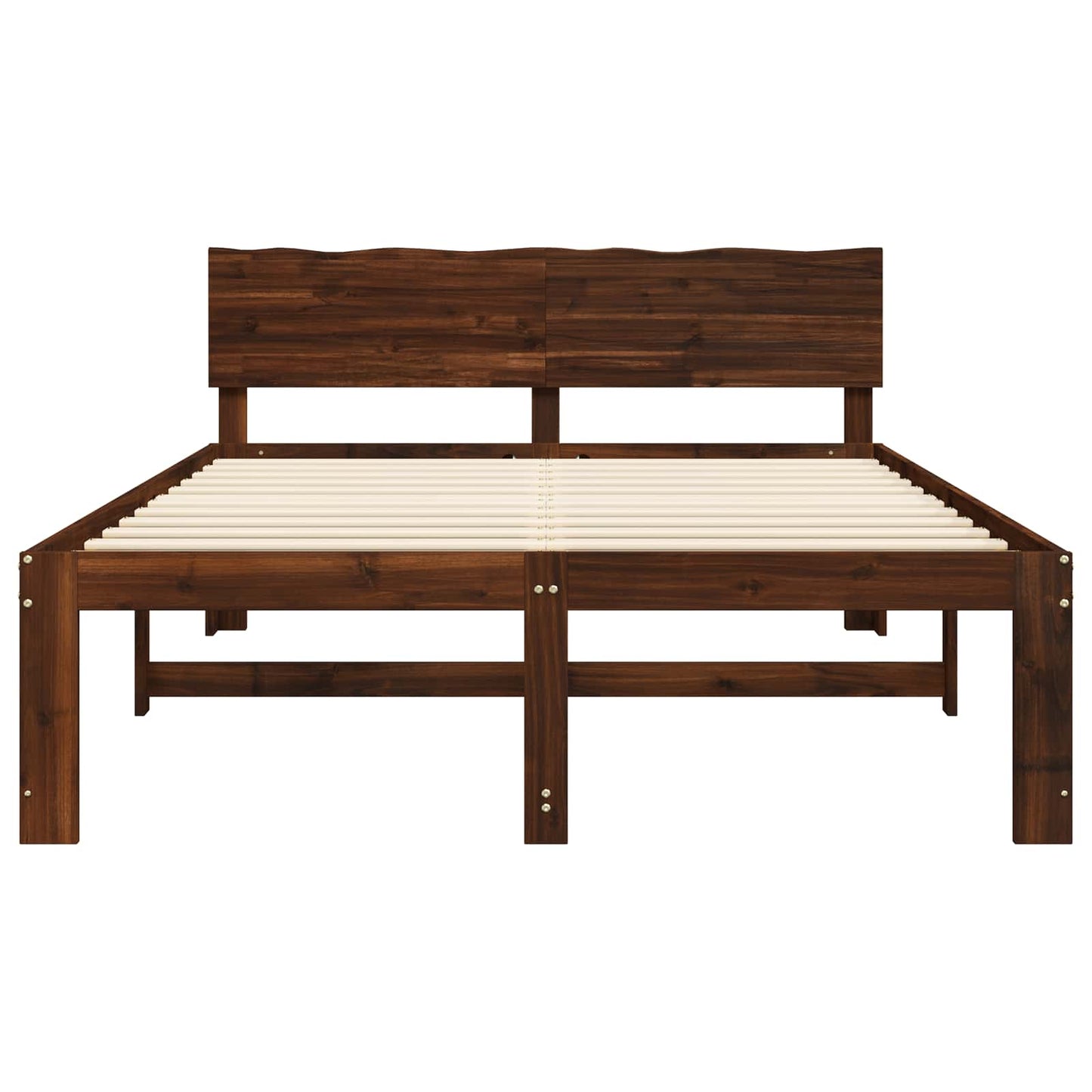 Dobbelt Sengestel med Hovedgærde ROSTOCK Mørk Brun 140 x 190 cm
