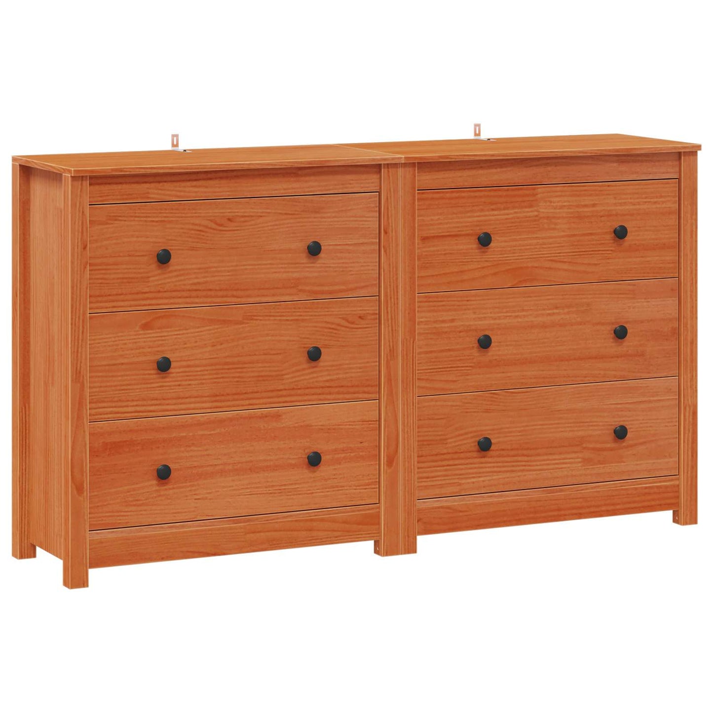 Sideboard 2 pcs VoksBrun 140 x 35 x 80 cm Massivt fyrretræ