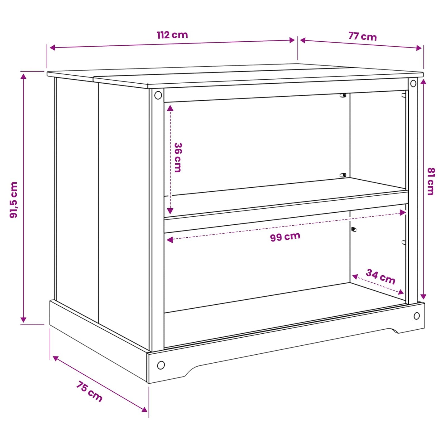 Køkkenvogn 2 pcs Hvid og Honning Voks 112 x 77 x 91,5 cm