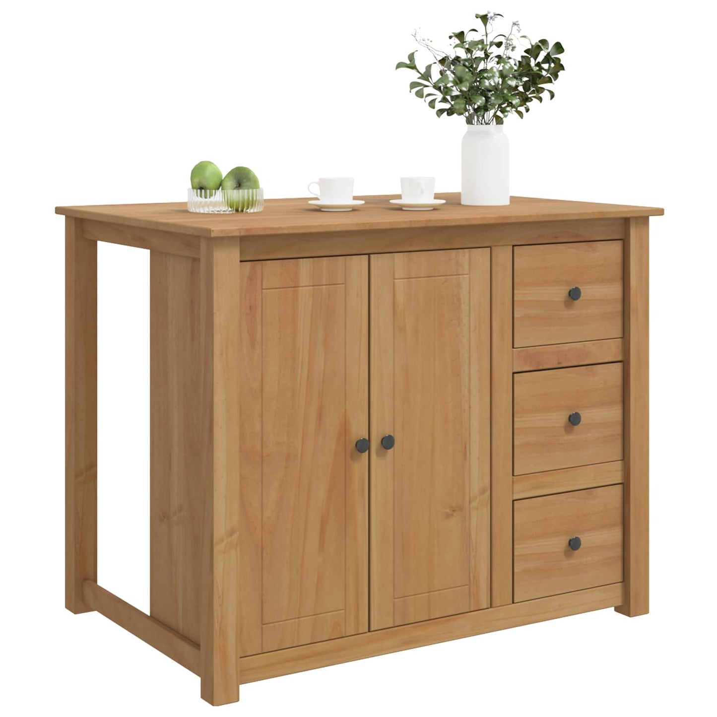Køkkenvogn med dør PANAMA 2 pcs Honning Voks 112 x 77 x 90 cm