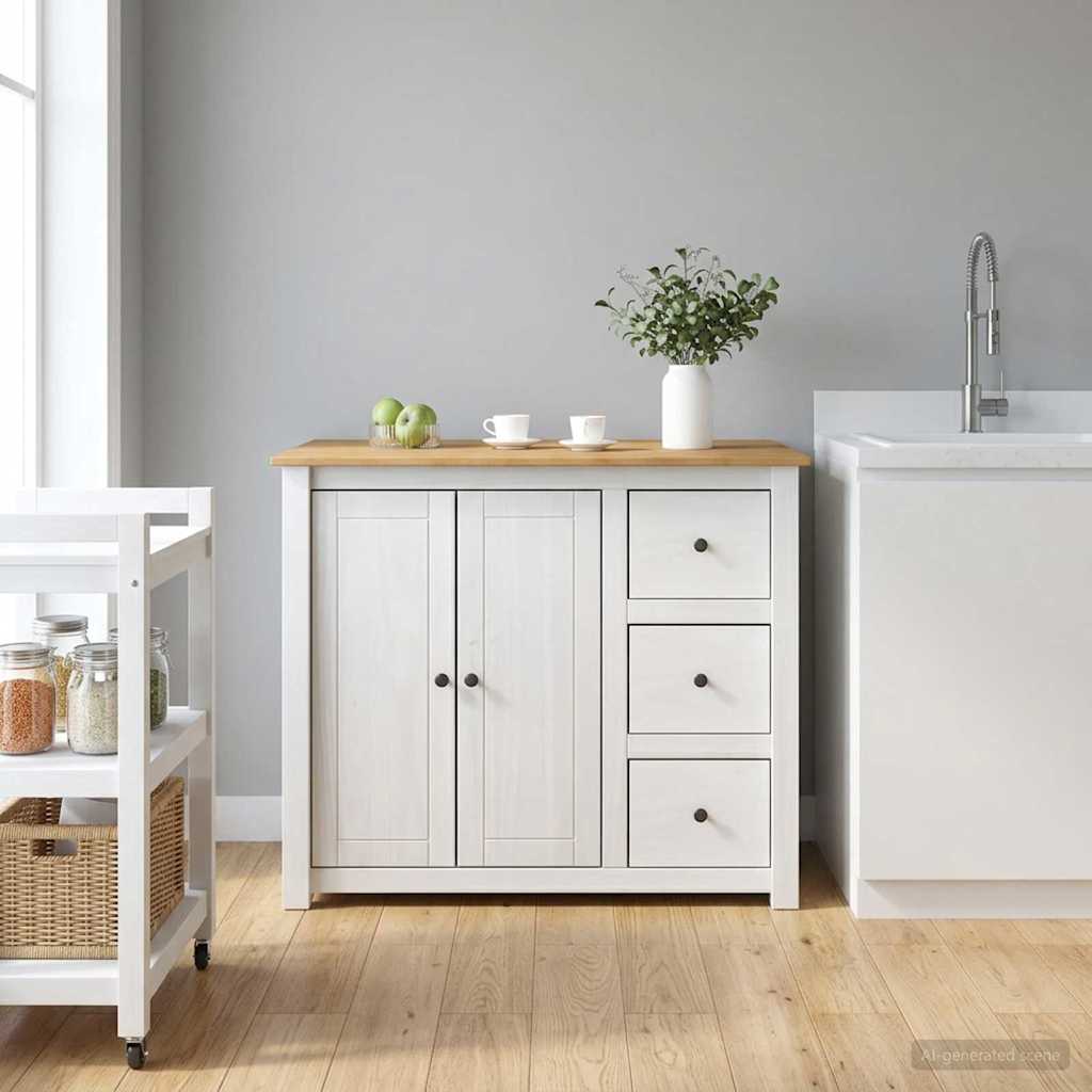 Køkkenvogn PANAMA 2 pcs Hvid og Honning Voks 112 x 77 x 90 cm