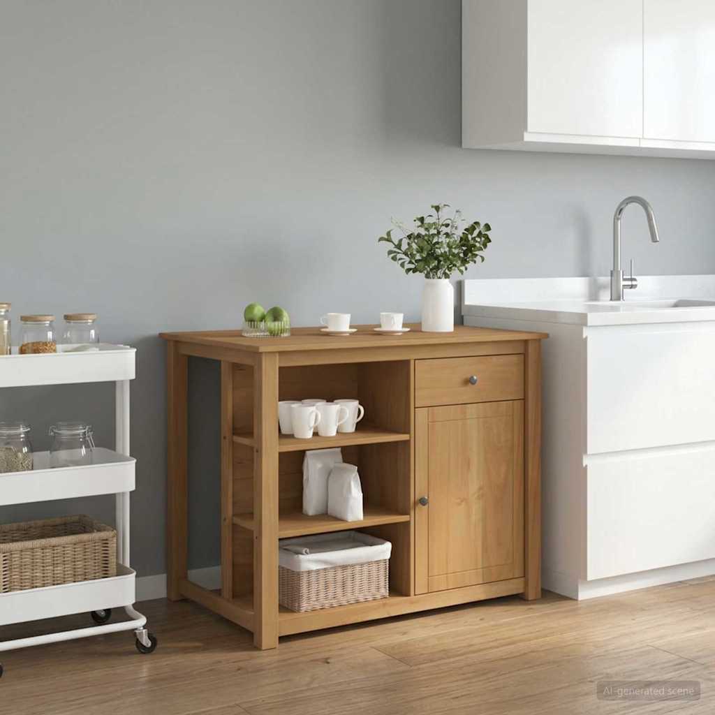 Køkkenvogn med hylde PANAMA 2 pcs Honning Voks 112 x 77 x 90 cm
