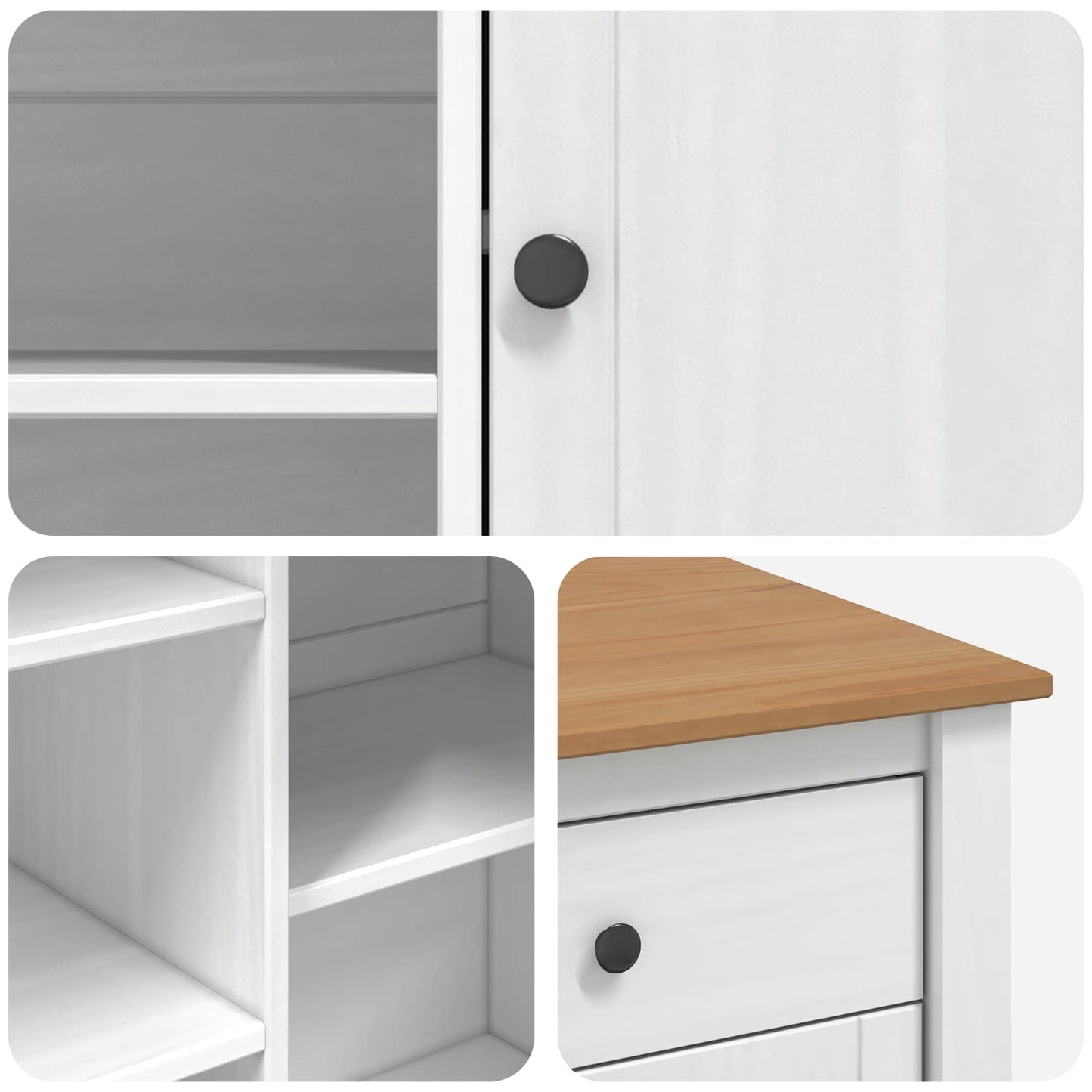 Køkkenvogn PANAMA 2 pcs Hvid og Honning Voks 112 x 77 x 90 cm
