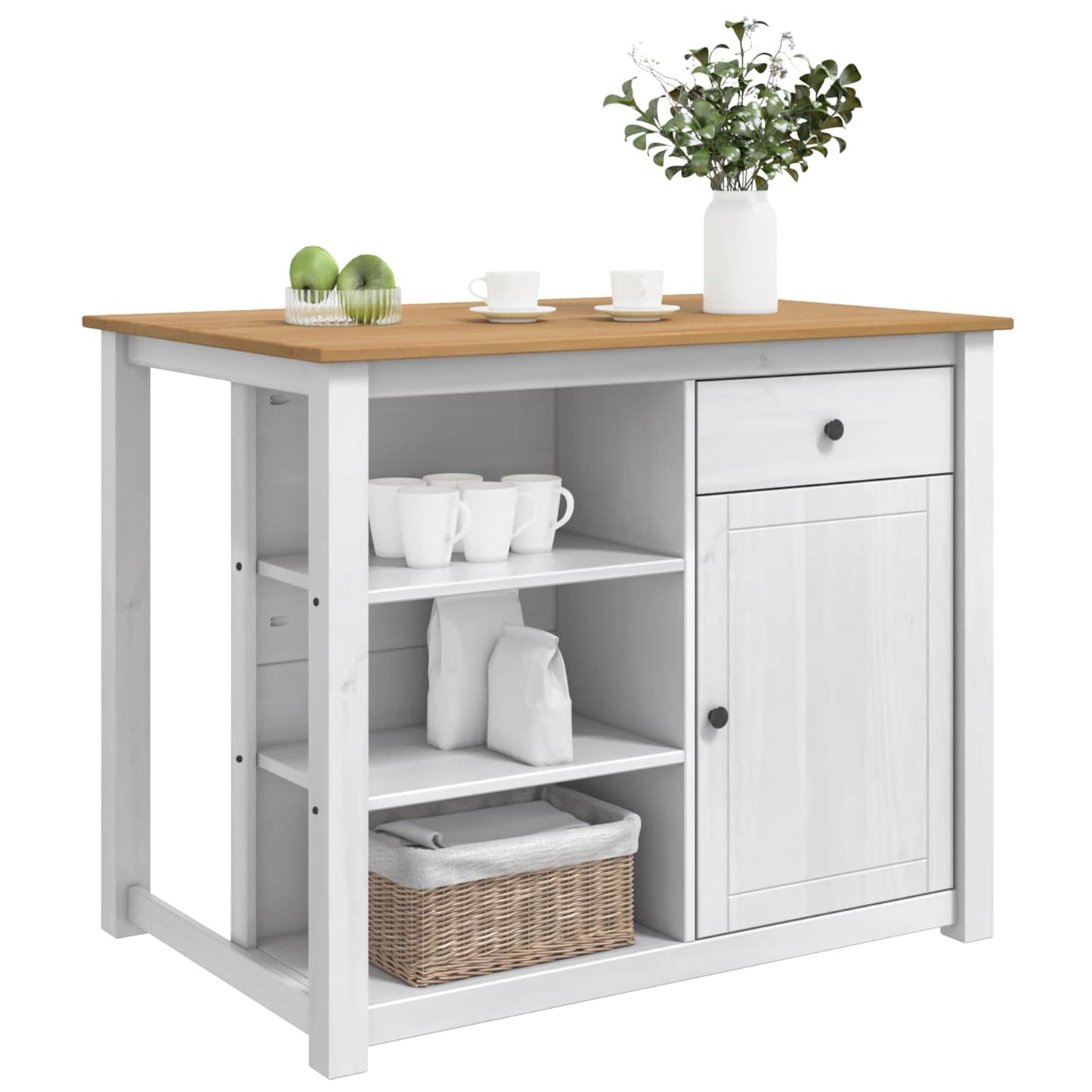 Køkkenvogn PANAMA 2 pcs Hvid og Honning Voks 112 x 77 x 90 cm