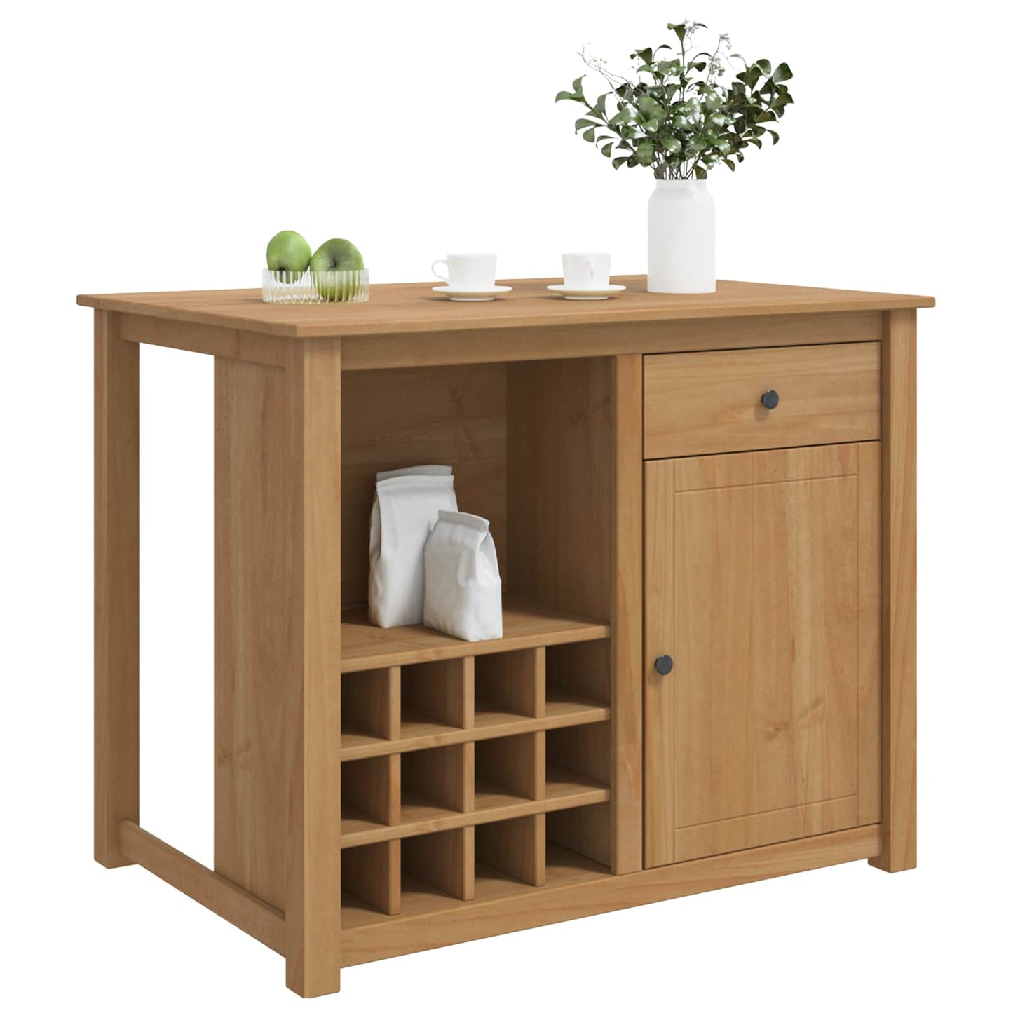 Køkkenvogn med dør PANAMA 2 pcs Honning Voks 112 x 77 x 90 cm