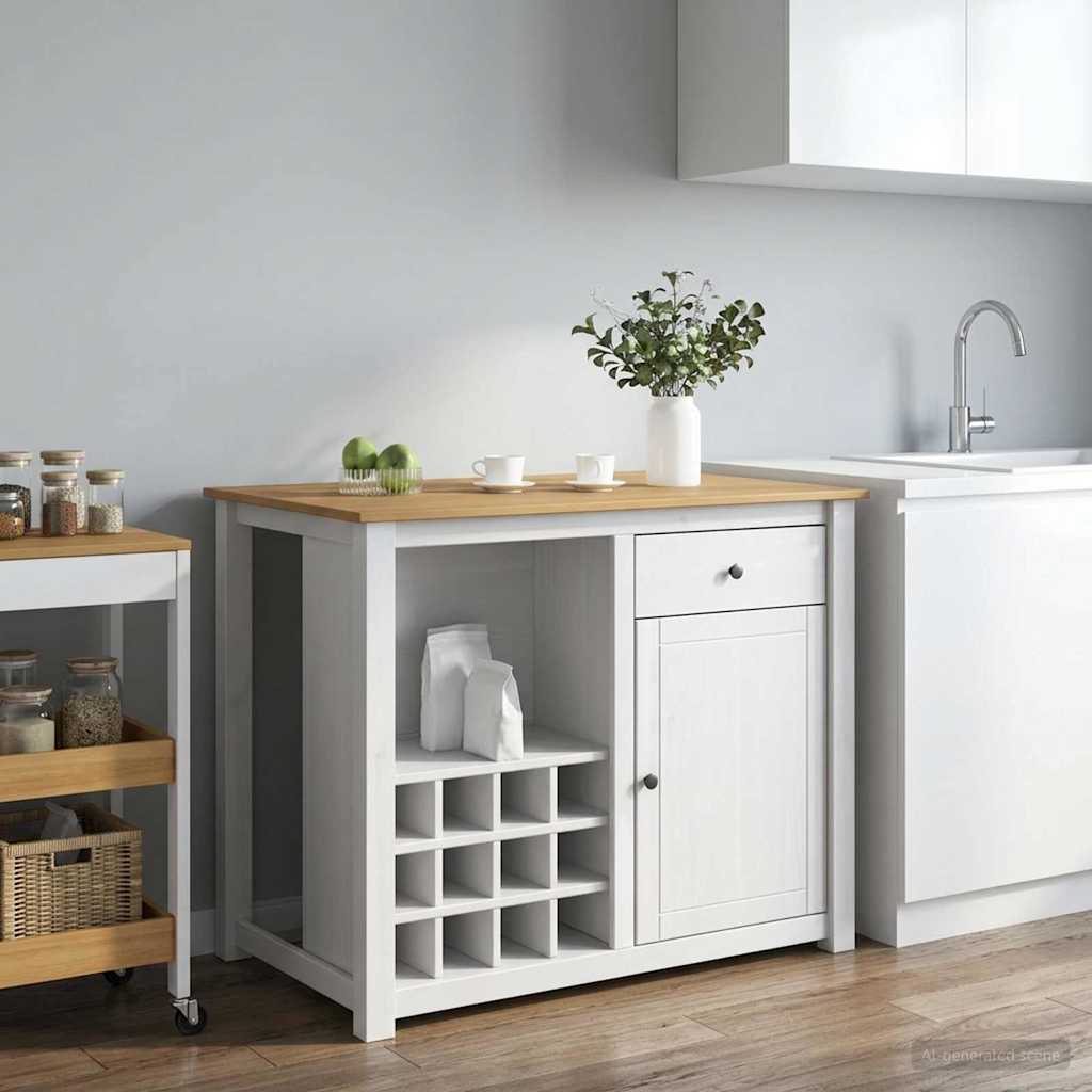 Køkkenvogn PANAMA 2 pcs Hvid og Honning Voks 112 x 77 x 90 cm