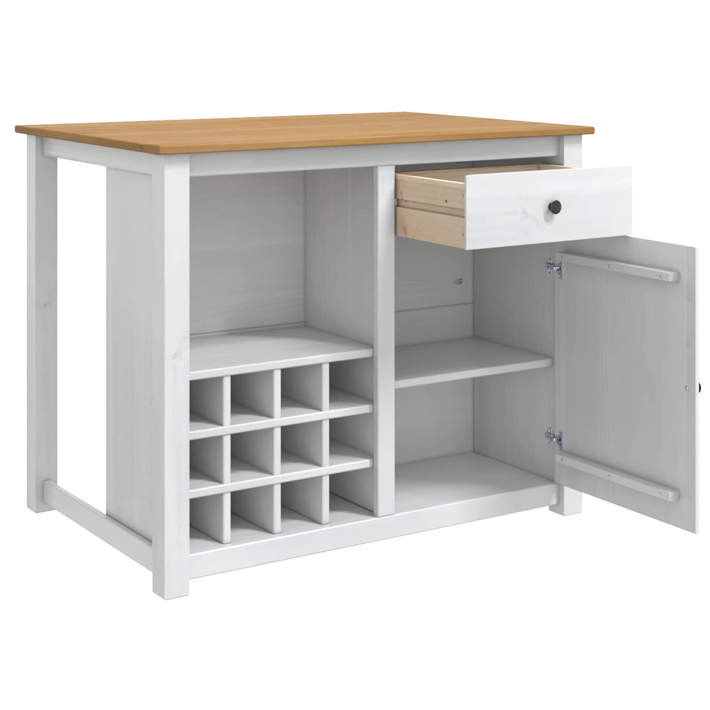 Køkkenvogn PANAMA 2 pcs Hvid og Honning Voks 112 x 77 x 90 cm