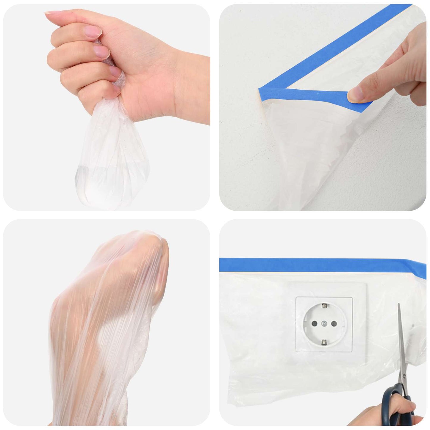 Maske film med klæbende tape 12 pcs Gennemsigtig og blå