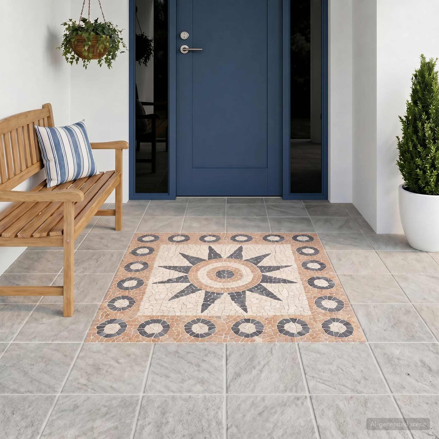 Mosaikfliser med blomsterdesign Flerfarvet 120 x 120 cm Marmor