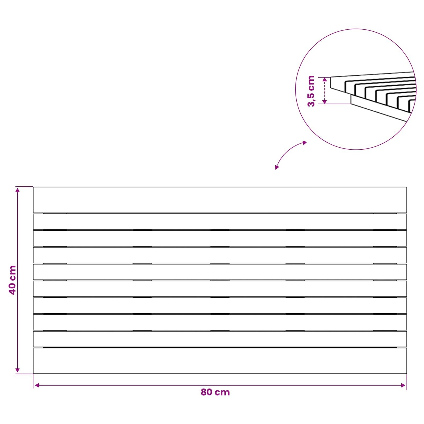 Bordplade 80 x 40 x 3,5 cm Rektangulær Massiv Teaktræ
