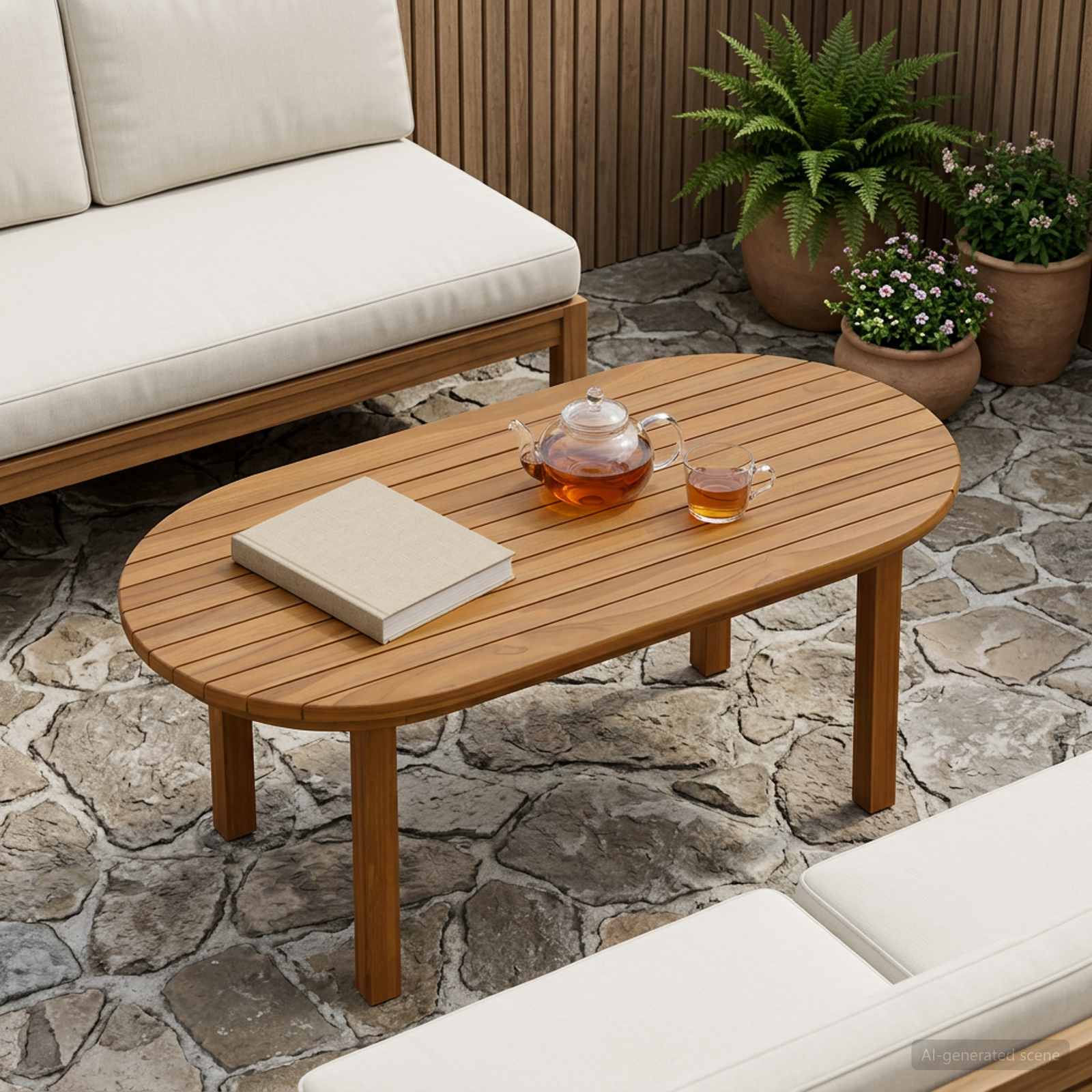 Bordplade 80 x 40 x 3,5 cm Oval Massiv Teaktræ Naturfarvet billede