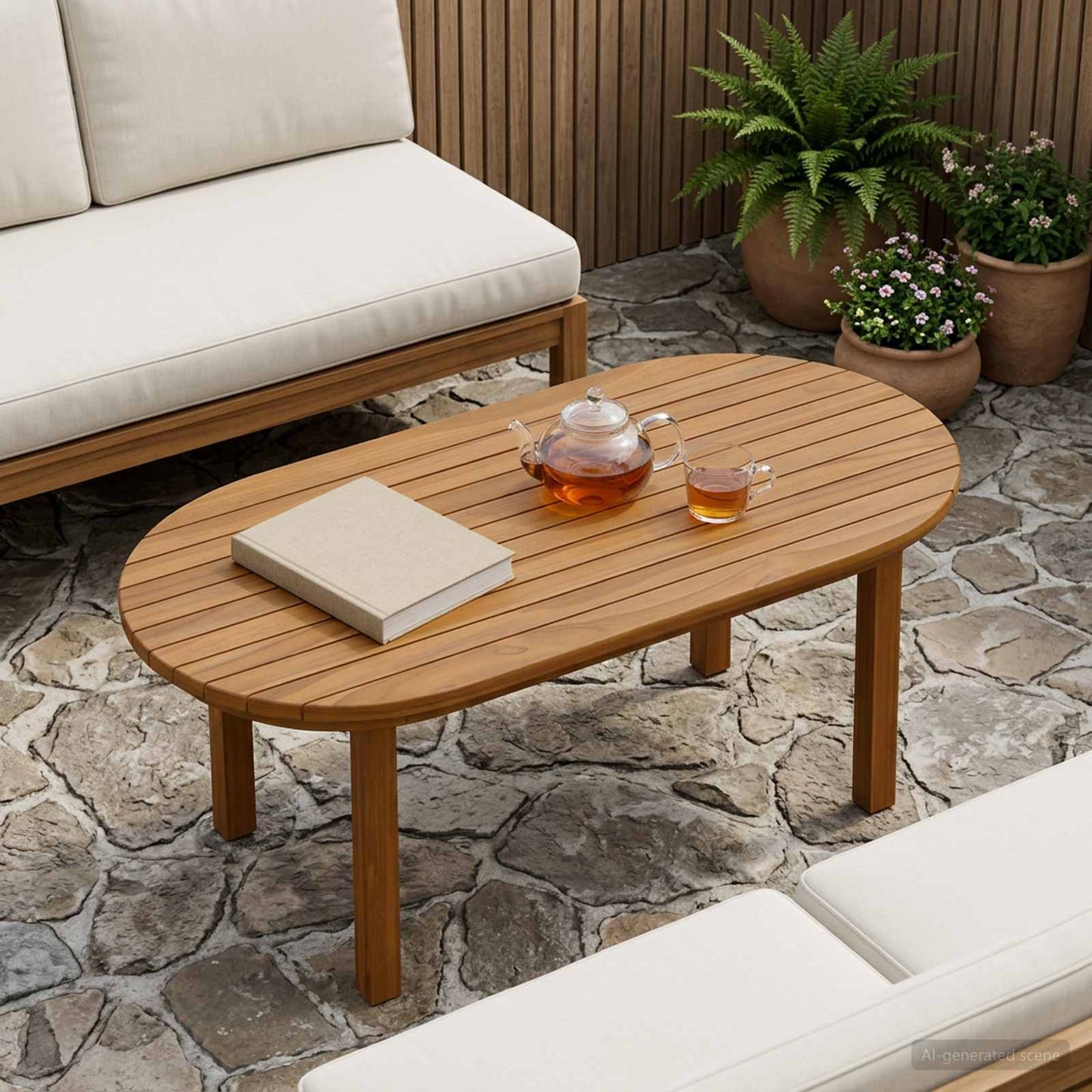 Bordplade 80 x 40 x 3,5 cm Oval Massiv Teaktræ Naturfarvet