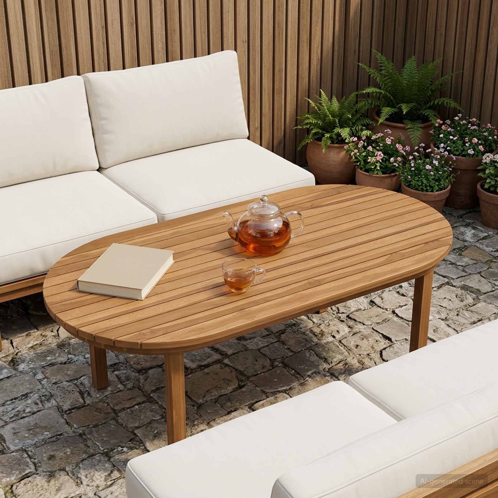Bordplade 100 x 50 x 3,5 cm Oval Massiv Teaktræ Naturfarvet billede