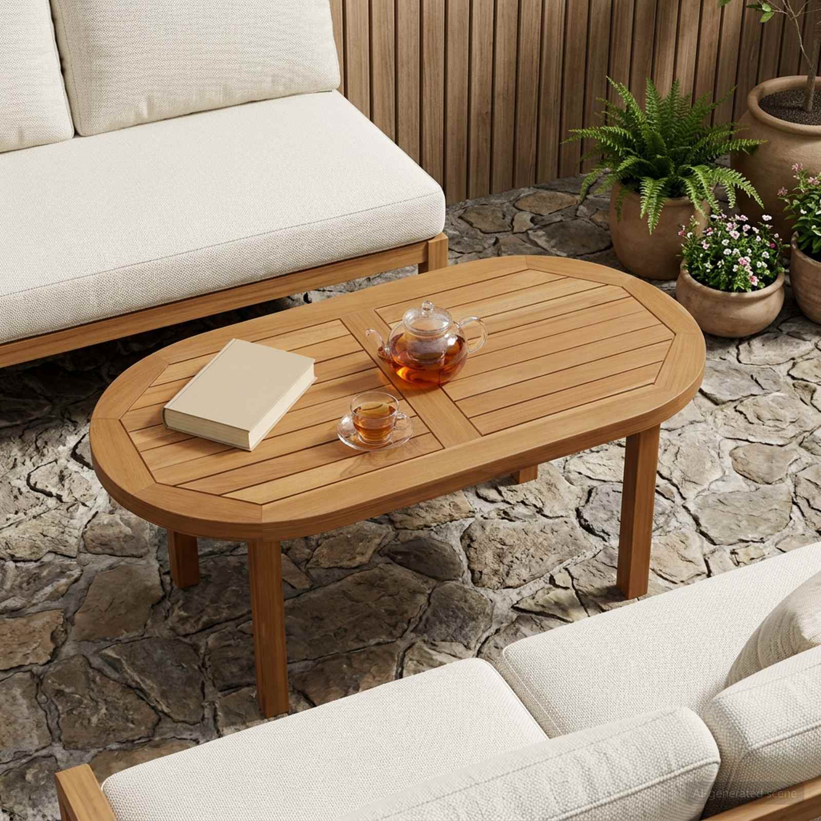 Bordplade 80 x 40 x 2,5 cm Oval Massiv Teaktræ Naturfarvet billede