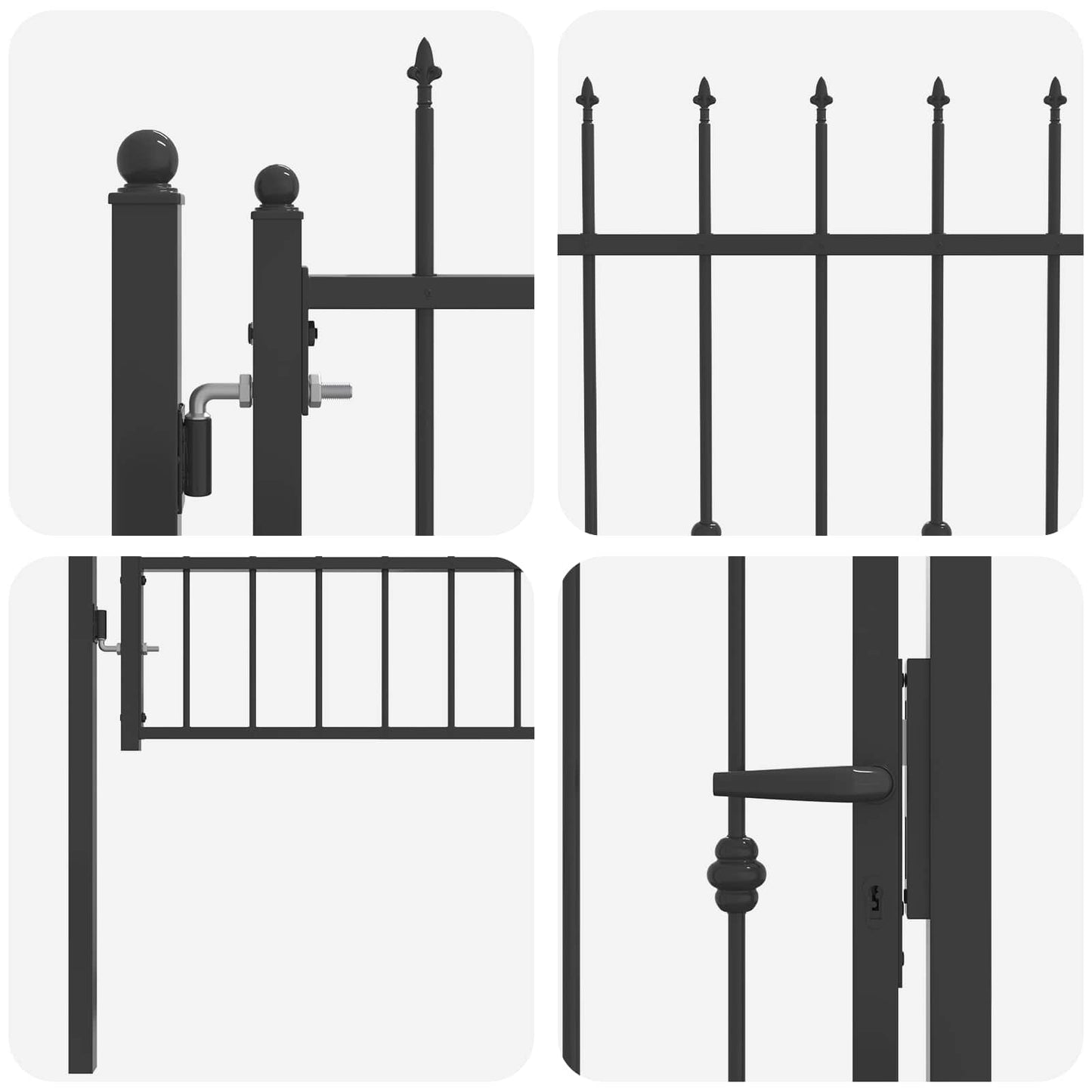 Hegnport HORST 100 x 125 cm Metal Sort Låses