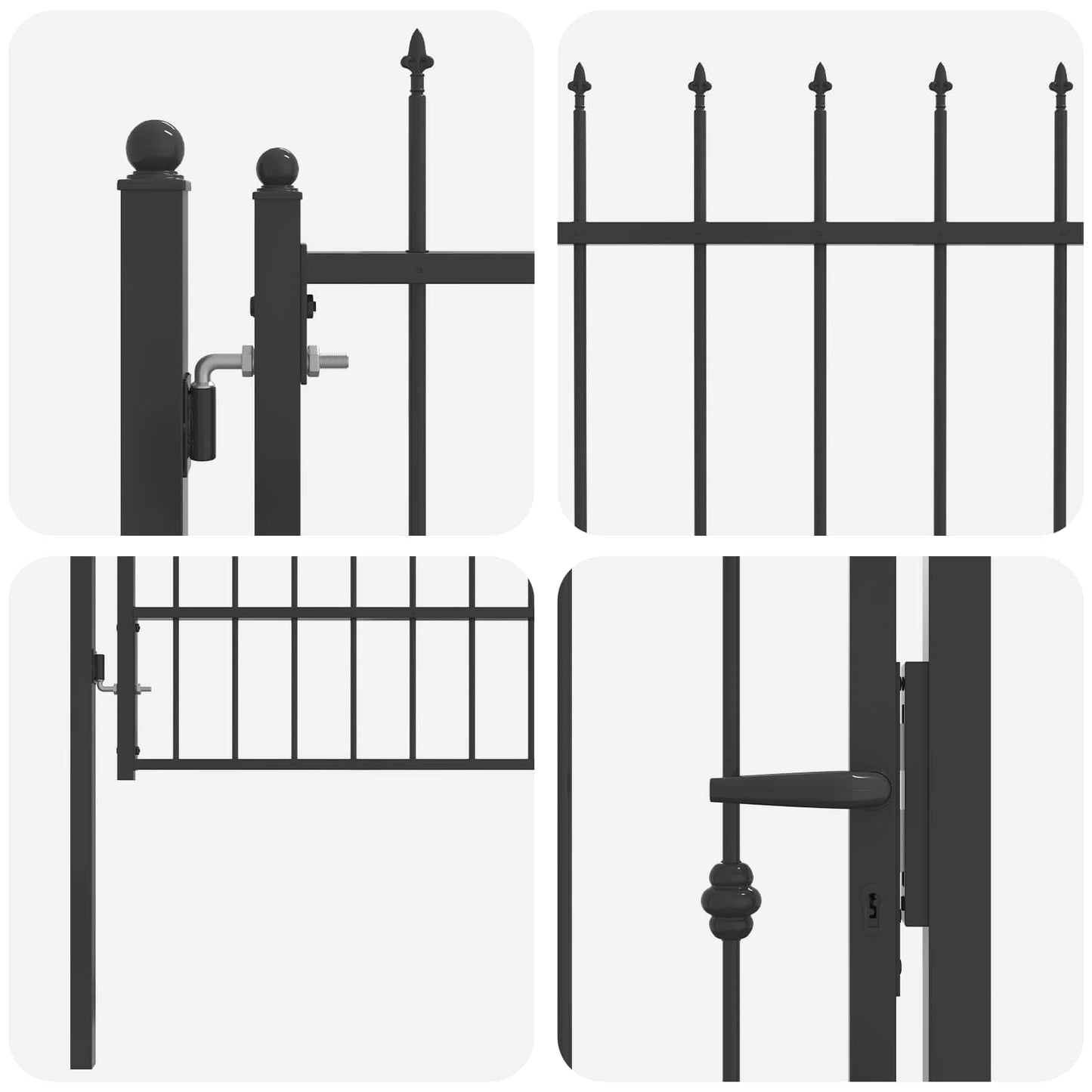 Hegnport HORST 100 x 150 cm Metal Sort Låses
