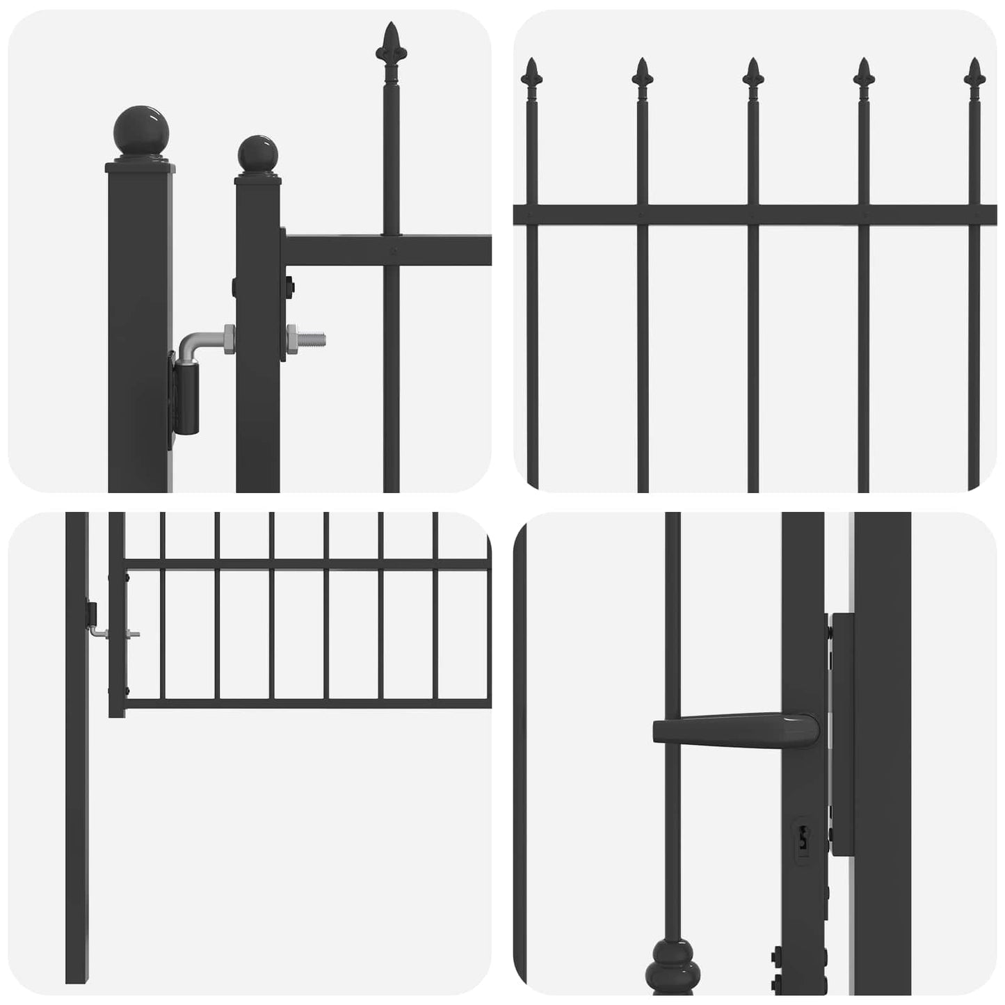 Hegnport HORST 100 x 175 cm Metal Sort Låses