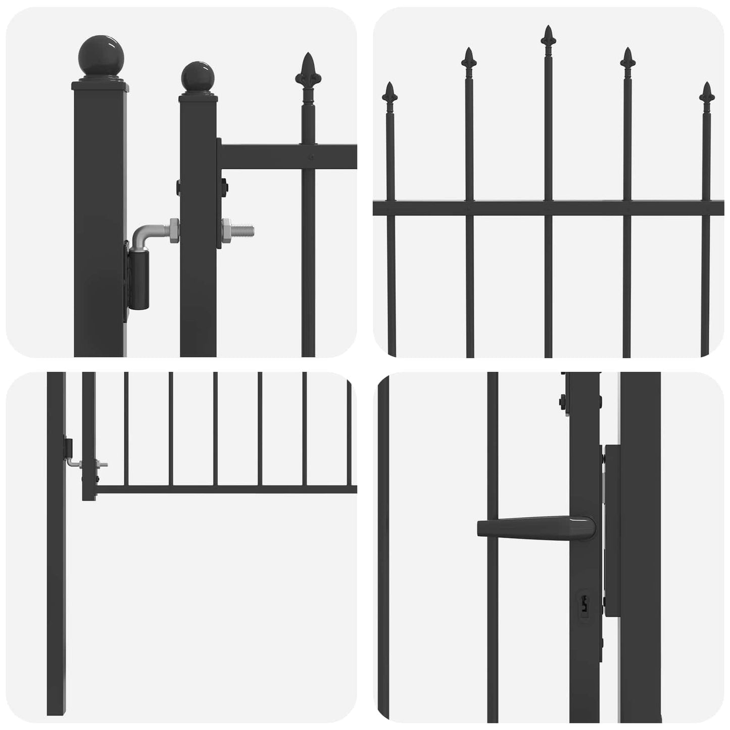 Hegnport HORST 100 x 100 cm Metal Sort Låses