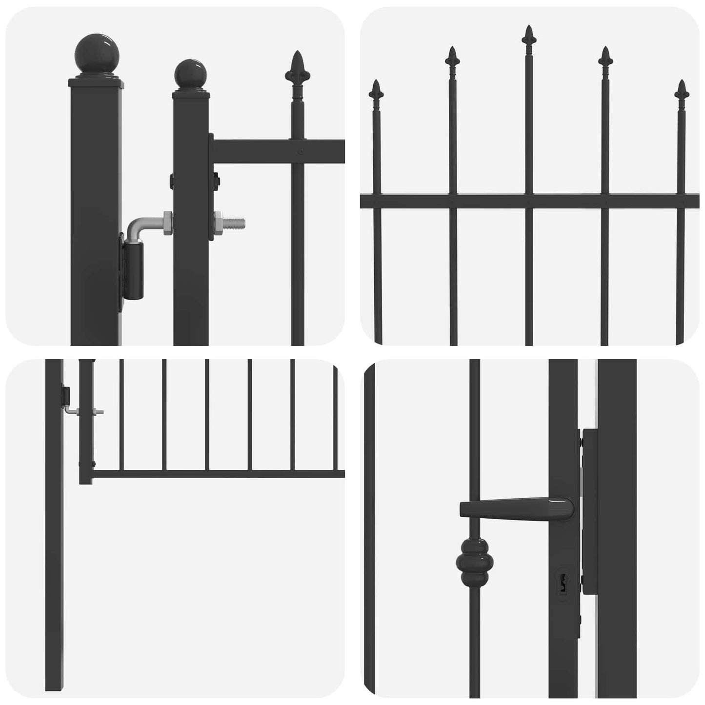 Hegnport HORST 100 x 125 cm Metal Sort Låses