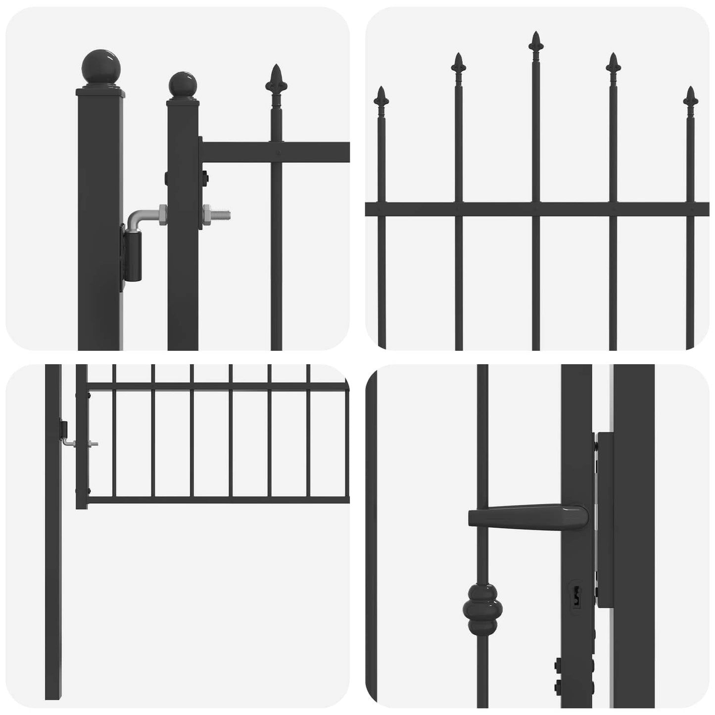 Hegnport HORST 100 x 175 cm Metal Sort Låses