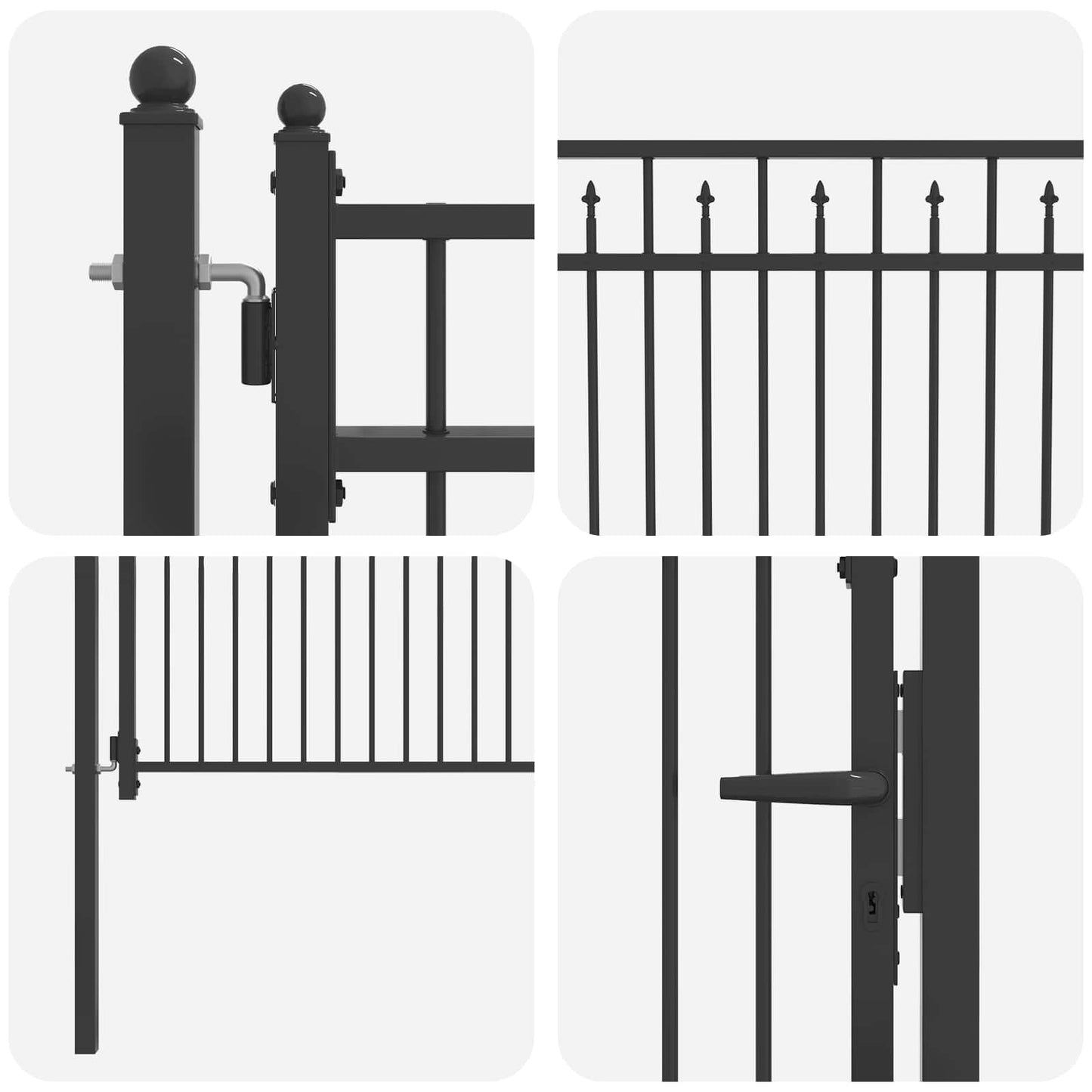 Hegnport HORST 100 x 100 cm Metal Sort Låses