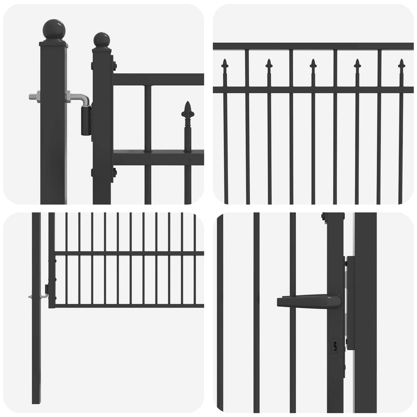 Hegnport HORST 100 x 125 cm Metal Sort Låses