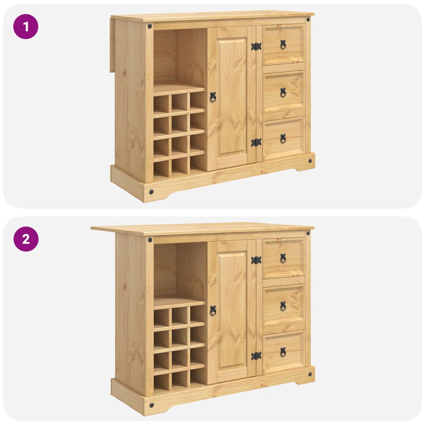 Køkkenopbevaring Honning Voks 112 x 70 x 91,5 cm Massiv fyr