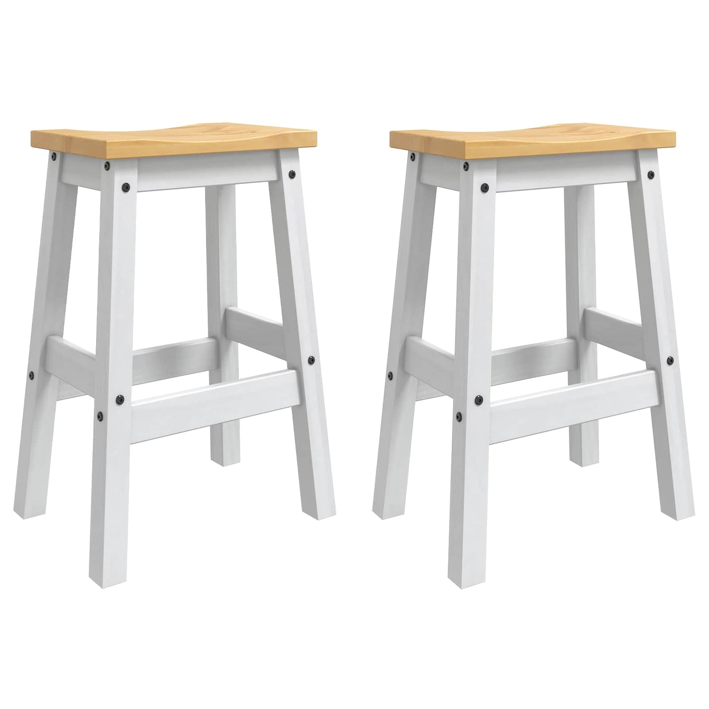 Barbænk 2 pcs Hvid og Honning Voks 44 x 30 x 63 cm Massiv fyr