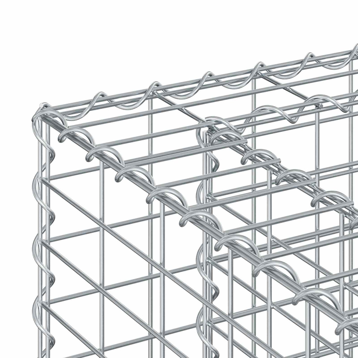 Gabion højbed 50 x 50 x 150 cm Galvaniseret stål Sølv