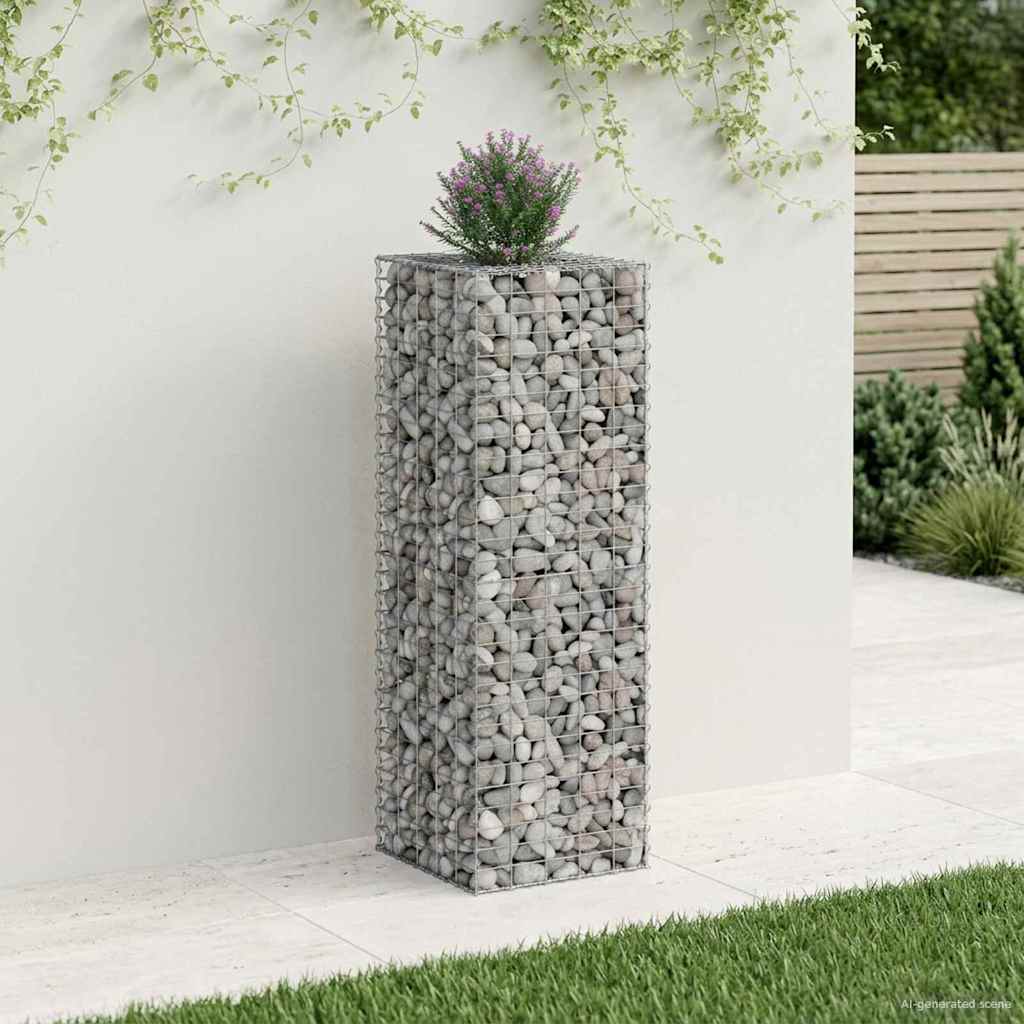 Gabion højbed 50 x 50 x 150 cm Galvaniseret stål Sølv