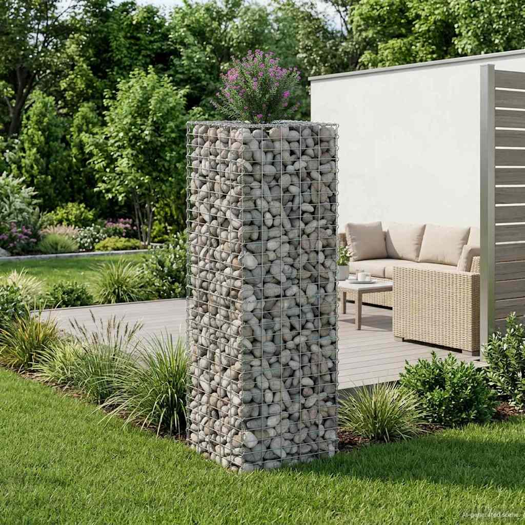 Gabion højbed 50 x 50 x 150 cm Galvaniseret stål Sølv