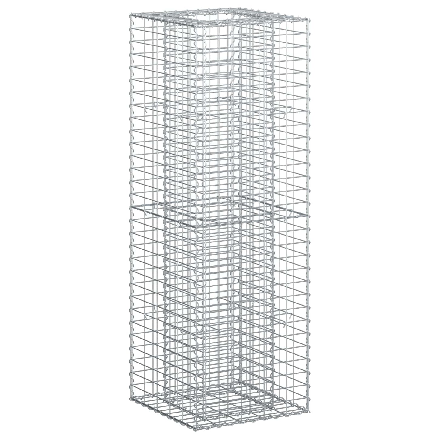 Gabion højbed 50 x 50 x 150 cm Galvaniseret stål Sølv